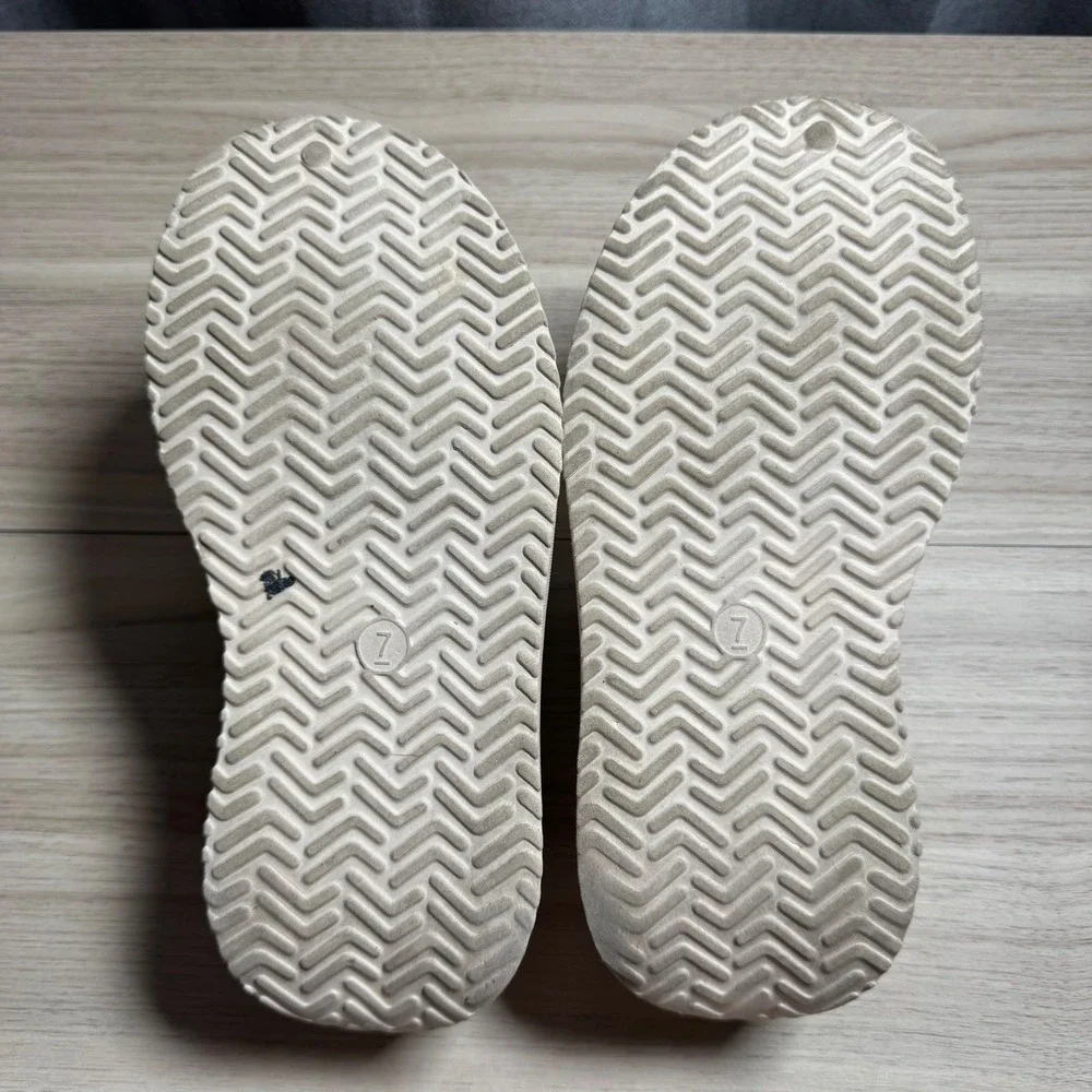 MIA Platform Slide Sandals Womens 7 Cream Chunky Wedge Open Toe Slip On Vacation